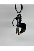 gemsartdeco OBSİDYEN DOĞALTAŞ GÜÇ ANAHTARLIĞI CHARM HİLAL thumbnail 1
