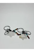 gemsartdeco KRİSTAL KUVARS DOĞALTAŞ ENERJİ YÜKSELTİCİ ANAHTARLIK CHARM YILDIZ thumbnail 3