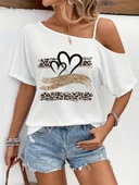 MDB Kadın Tek Omuzu Açık Ip Askılı Baskılı Viskon Bluz thumbnail 2