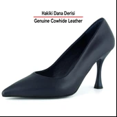 Erkan Saçmacı Suzanna Lacivert Hakiki Dana Derisi Sivri Burun Klasik İnce Topuklu Ayakkabı thumbnail 8