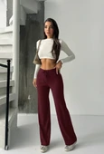 Fit comfort bej salaş pantolon bordo thumbnail 2