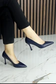 Erkan Saçmacı Suzanna Lacivert Hakiki Dana Derisi Sivri Burun Klasik İnce Topuklu Ayakkabı thumbnail 3