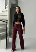 Fit comfort bej salaş pantolon bordo thumbnail 1