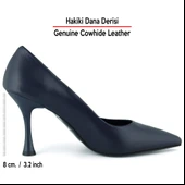 Erkan Saçmacı Suzanna Lacivert Hakiki Dana Derisi Sivri Burun Klasik İnce Topuklu Ayakkabı thumbnail 2