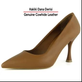 Erkan Saçmacı Suzanna Taba Hakiki Dana Derisi Sivri Burun Klasik İnce Topuklu Ayakkabı thumbnail 8