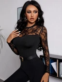 MDB Kadın Uzun Kollu Dantel Detaylı Viskon Bluz thumbnail 4