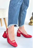 Jecci Kırmızı Cilt Topuklu Ayakkabı thumbnail 2