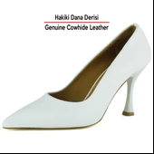Erkan Saçmacı Suzanna Beyaz Hakiki Dana Derisi Sivri Burun Klasik İnce Topuklu Ayakkabı thumbnail 8