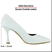 Erkan Saçmacı Suzanna Beyaz Hakiki Dana Derisi Sivri Burun Klasik İnce Topuklu Ayakkabı thumbnail 2