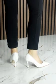 Erkan Saçmacı Suzanna Beyaz Hakiki Dana Derisi Sivri Burun Klasik İnce Topuklu Ayakkabı thumbnail 5