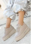 Lulu Bej Cilt Bağcıklı Spor Ayakkabı thumbnail 2