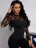 MDB Kadın Uzun Kollu Dantel Detaylı Viskon Bluz thumbnail 5