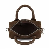 Erkan Saçmacı Açık Kahve Hakiki Dana Süet Fermuarlı Askılı İç Cepli Küçük Boy Günlük Omuz Çantası thumbnail 6