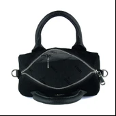 Erkan Saçmacı Siyah Hakiki Dana Süet Fermuarlı Askılı İç Cepli Küçük Boy Günlük Omuz Çantası thumbnail 6