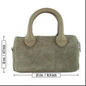 Erkan Saçmacı Kum Hakiki Dana Süet Fermuarlı Askılı İç Cepli Küçük Boy Günlük Omuz Çantası thumbnail 5