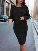 MDB Kadın Uzun Kollu Iki Yanı Açık Yaka Detaylı Bluz Ve Etek şardonlu Kaşkorse Ikili Takım thumbnail 2