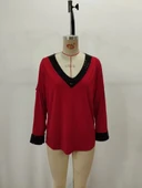 MDB Kadın Uzun Kollu V Yakalı Omuzlardan Açık Sandy Bluz thumbnail 4