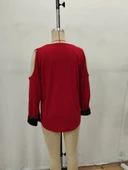 MDB Kadın Uzun Kollu V Yakalı Omuzlardan Açık Sandy Bluz thumbnail 5