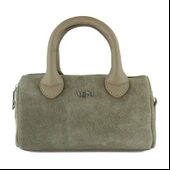 Erkan Saçmacı Kum Hakiki Dana Süet Fermuarlı Askılı İç Cepli Küçük Boy Günlük Omuz Çantası thumbnail 4