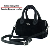 Erkan Saçmacı Siyah Hakiki Dana Süet Fermuarlı Askılı İç Cepli Küçük Boy Günlük Omuz Çantası thumbnail 5