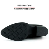 Erkan saçmacı  Siyah Hakiki Dana Derisi Tokalı Fermuarlı Sivri Burun Kalın Topuklu Günlük Bot thumbnail 4