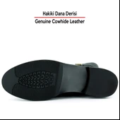 Erkan saçmacı Siyah Hakiki Dana Derisi Tokalı Fermuarlı Yuvarlak Burun Kalın Topuklu Günlük Bot thumbnail 4