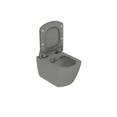 Creavit EG321 Elegant Rim-Off Kanalsız Duroplast Yavaş Kapanan Klozet Kapaklı Cool Grey Set thumbnail 4