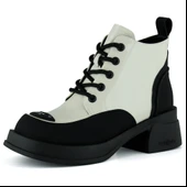 Erkan saçmacı Bej Rugan Bağcıklı Fermuarlı Kürk Astarlı Yuvarlak Burun Kalın Topuklu Günlük Bot thumbnail 1