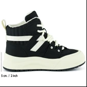 Erkan saçmacı  Siyah Vegan Bağcıklı Kürk Astarlı Yuvarlak Burun Günlük Bot thumbnail 2