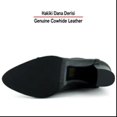Erkan saçmacı  Siyah Hakiki Dana Derisi Bağcıklı Fermuarlı Sivri Burun Kalın Topuklu Günlük Bot thumbnail 4