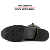 Erkan saçmacı  Kahverengi Hakiki Dana Derisi Tokalı Fermuarlı Yuvarlak Burun Kalın Topuklu Günlük Bot thumbnail 4