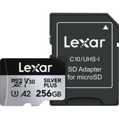Lexar 256GB 205 MB/s Silver Plus Micro SD Hafıza Kartı thumbnail 1