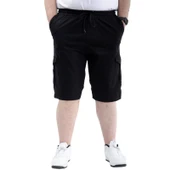 Büyük Beden Erkek Kapri Kargo Cepli Beli Bağlamalı VALENCIA 21404 Siyah thumbnail 1