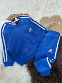 Mavi Şeritli Erkek Çocuk Takımı – Sweatshirt & Eşofman Altı, 2–8 Yaş thumbnail 1