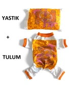 Tiger Köpek Uyku Takımı | Pamuklu Penye Köpek Tulumu ve Mini Yastık | Küçük Irklar İçin | Tüy Dökülmesini Azaltır thumbnail 2