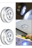 Mucit Home 2 adet Kablosuz Spot Pilli Dokunmatik Led Lamba 3 Ledli Dolap Lambası thumbnail 1