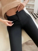 MDB Kadın Yüksek Bel önden Fermuarlı Dalgıç Tayt thumbnail 1