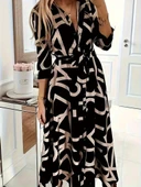 MDB Kadın Uzun Kollu Yakalı önden Düğmeli Uzun Süprem Elbise thumbnail 1