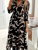 MDB Kadın Uzun Kollu Yakalı önden Düğmeli Uzun Süprem Elbise thumbnail 4