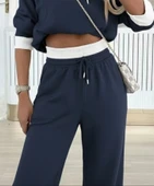 Kadın Uzun Kollu Kapşonlu Viskon Iki Iplik Füme Bluz Ve Pantolon Ikili Takım thumbnail 3