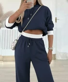 Kadın Uzun Kollu Kapşonlu Viskon Iki Iplik Füme Bluz Ve Pantolon Ikili Takım thumbnail 4