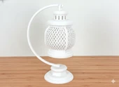 Mini Dekoratif Lantern Tealight Mumluk Beyaz thumbnail 2