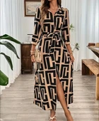 MDB Kadın Uzun Kollu Yakalı önden Düğmeli Uzun Süprem Elbise thumbnail 1