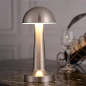 OLLEVRA Mantar Model Silver Renk Şarjlı Dokunmatik 3 Renkli LED Masa Lambası thumbnail 1