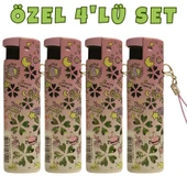 Hunter Turbo Jet Alevli Işıklı Metal Çakmak 4’lü Set – Doldurulabilir LED Işıklı (32-4B5) thumbnail 1