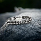 Çift Sıra Otantik Çelik Zincir Bileklik 31835B2D2 thumbnail 3