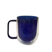 Çift Cidarlı Cam Kupa (Lacivert) thumbnail 2
