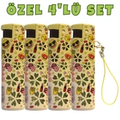 Hunter Turbo Jet Alevli Işıklı Metal Çakmak 4’lü Set – Doldurulabilir LED Işıklı (32-4B3) thumbnail 1