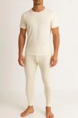 Hasyün Erkek %75 Yün KısaKollu Fanila Atlet Ve Uzun Don İçlik Takım 100/101E - 1 Set  Ekru 2XL thumbnail 1
