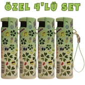 Hunter Turbo Jet Alevli Işıklı Metal Çakmak 4’lü Set – Doldurulabilir LED Işıklı (32-4B4) thumbnail 1